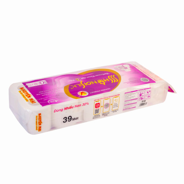 Giấy vệ sinh Hanoi Silk 10 cuộn 3 lớp Tím (có lõi) - Image 2
